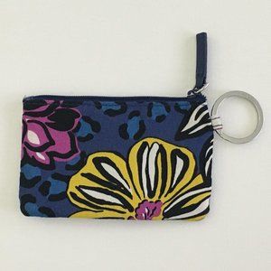 Vera Bradley Zip ID Case Floral Blue Purple Yellow Key Ring